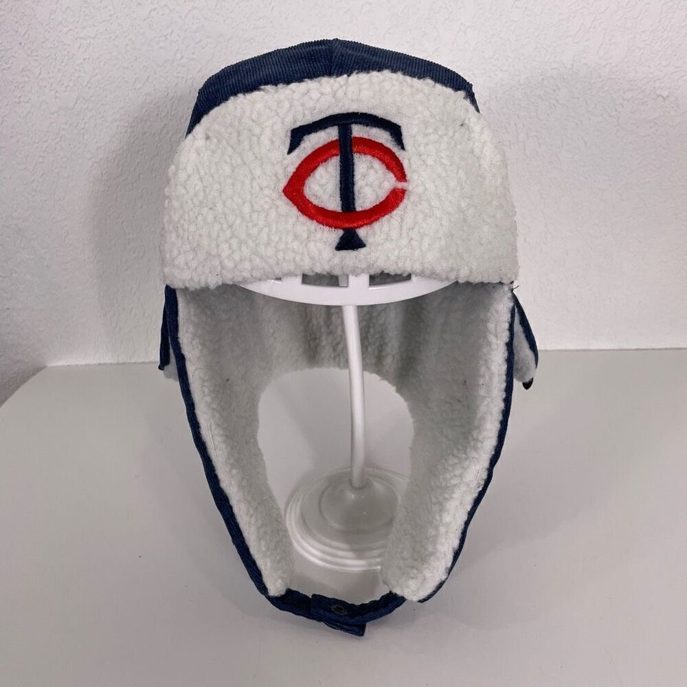 Minnesota Twins Baseball Blue with White Sherpa Flap Winter Hat